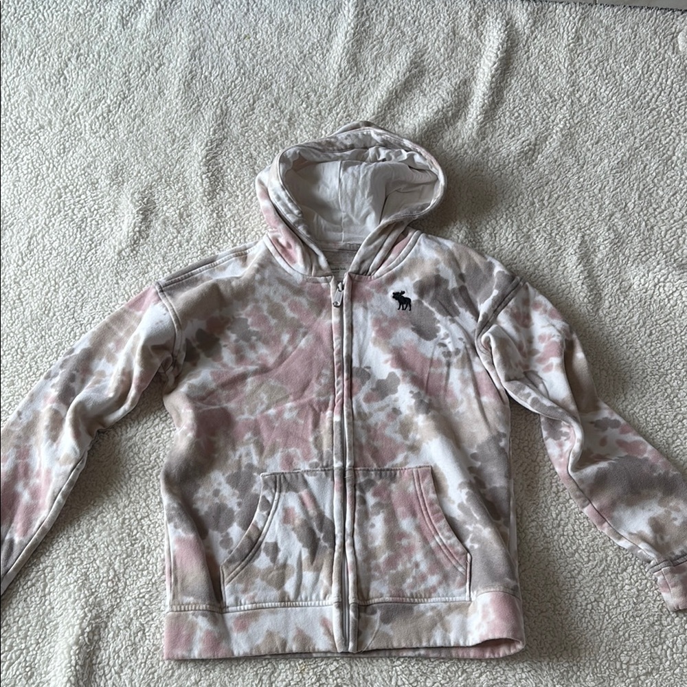 Abercrombie Kids Pink and Gray Tie-Dye Hoodie